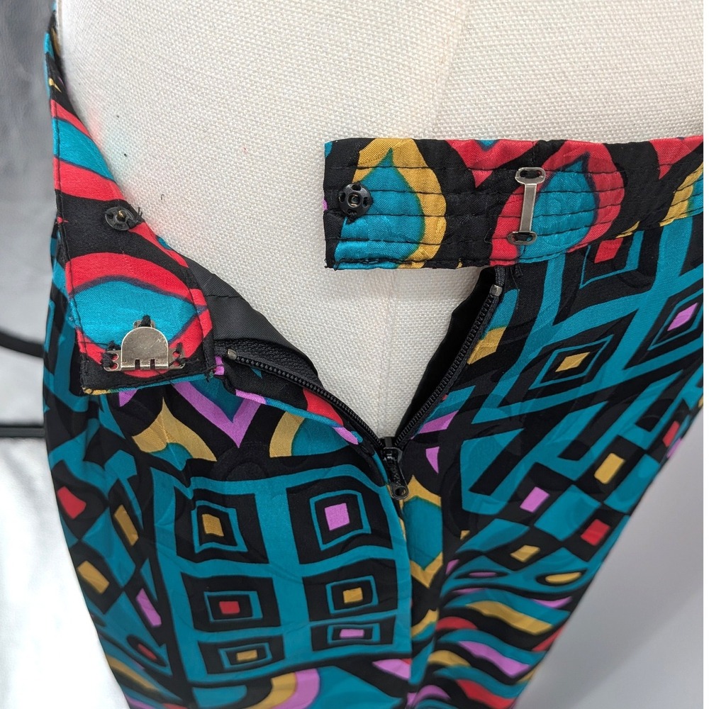 Anne Crimmins Signature Silk Blend Art‎ Print Jacket Skirt Set Geometric Vintage - Picture 9 of 16